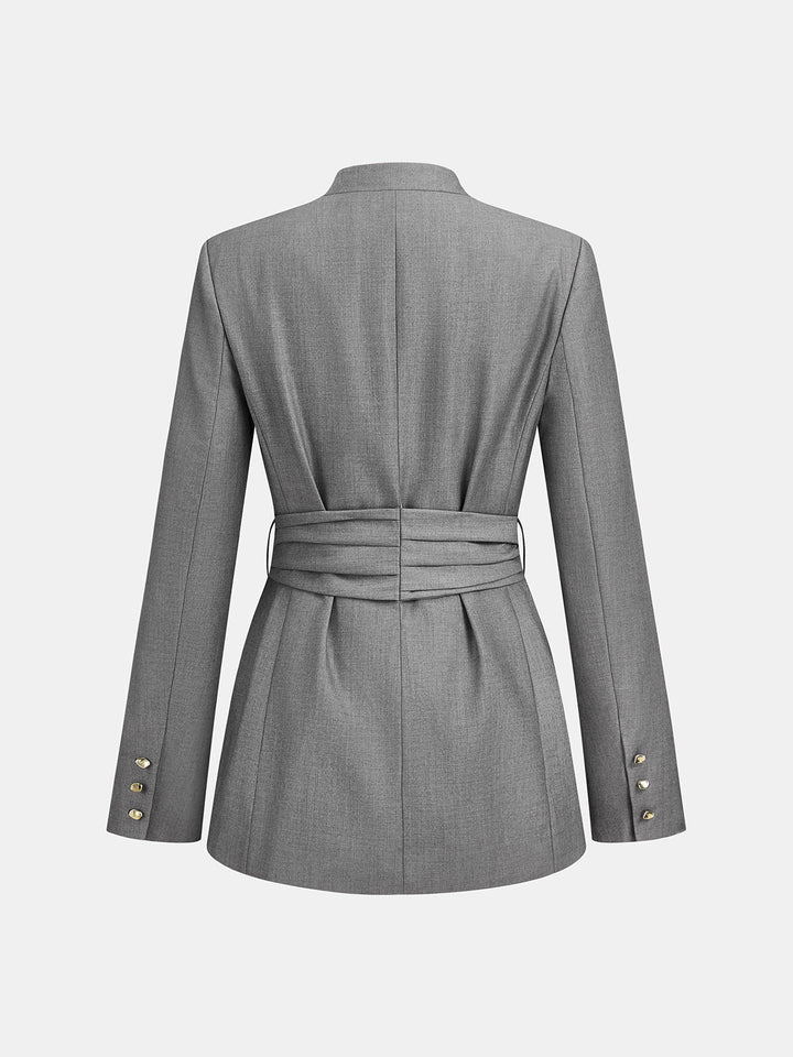 V‑Neck Belted Wrap Blazer