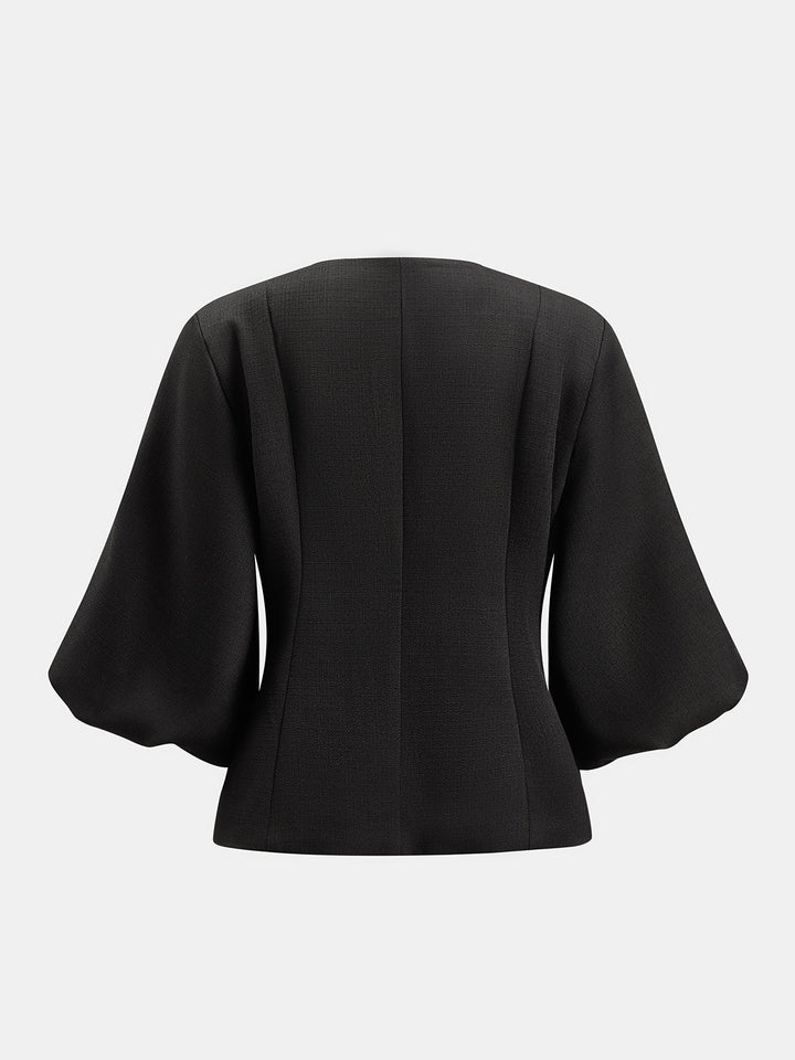 Rhinestone Embellished Puff Sleeve Jacket