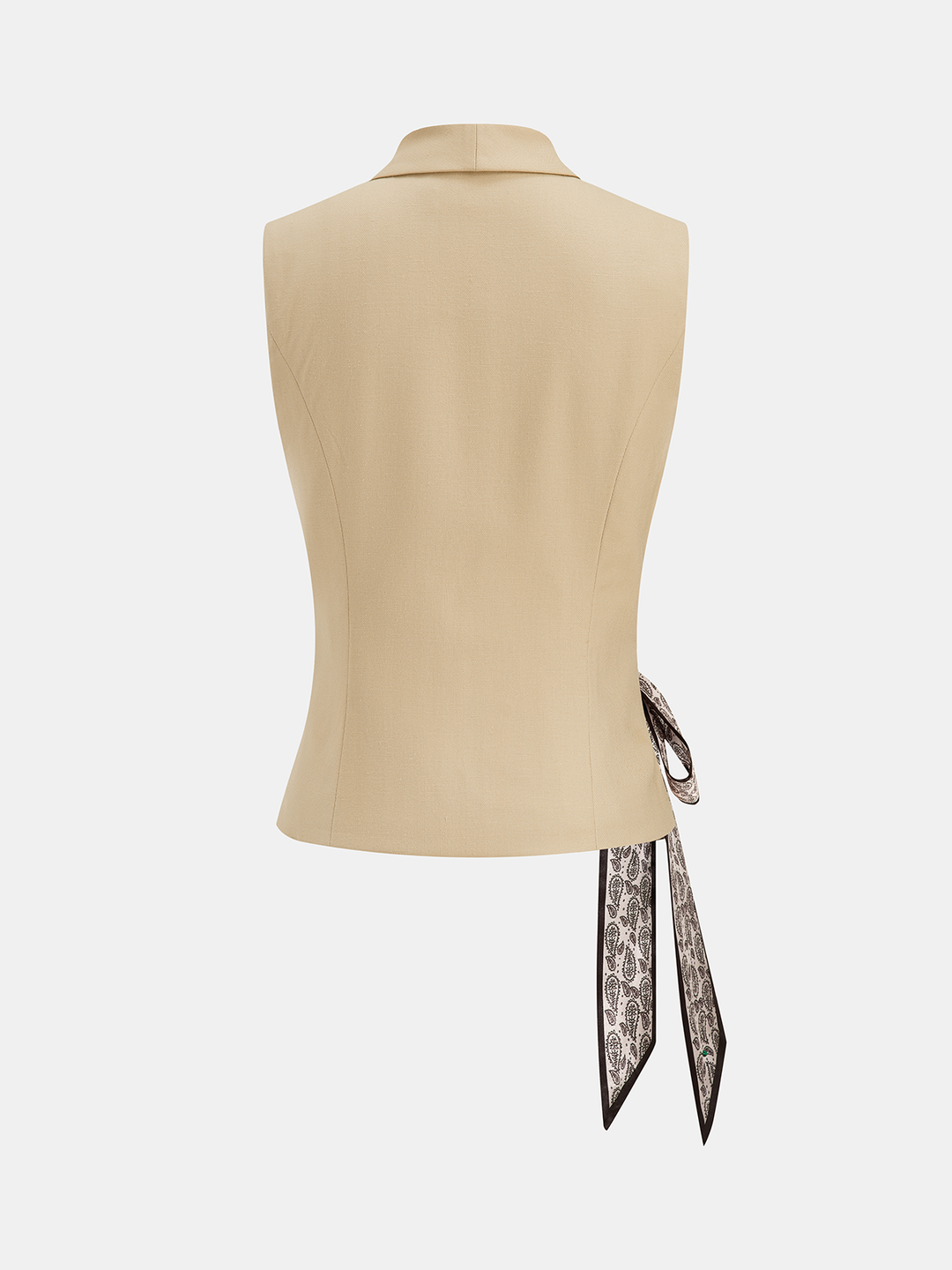 Ribbon Tie Shawl Collar Sleeveless Vest