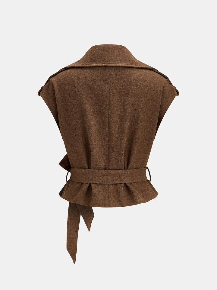 Belted Double-Breasted Trench Vest
