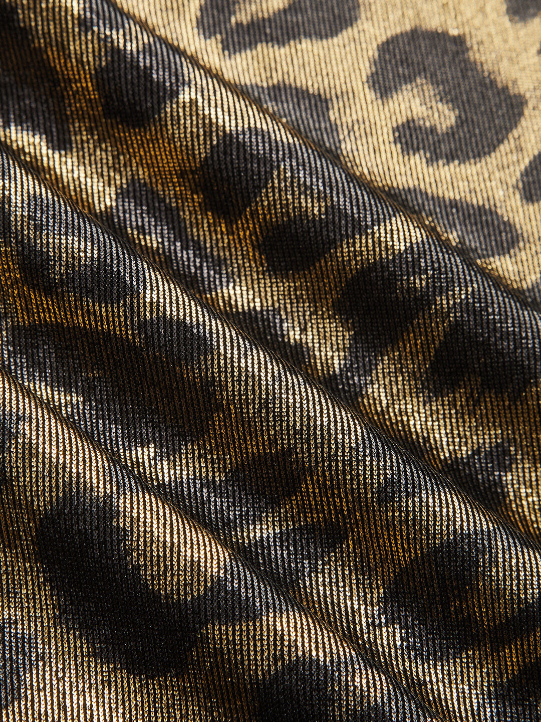 Shiny Leopard Cowl Neck Long Sleeve Top