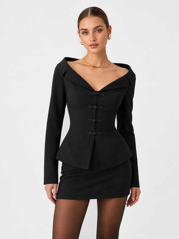 Off-Shoulder Blazer Top