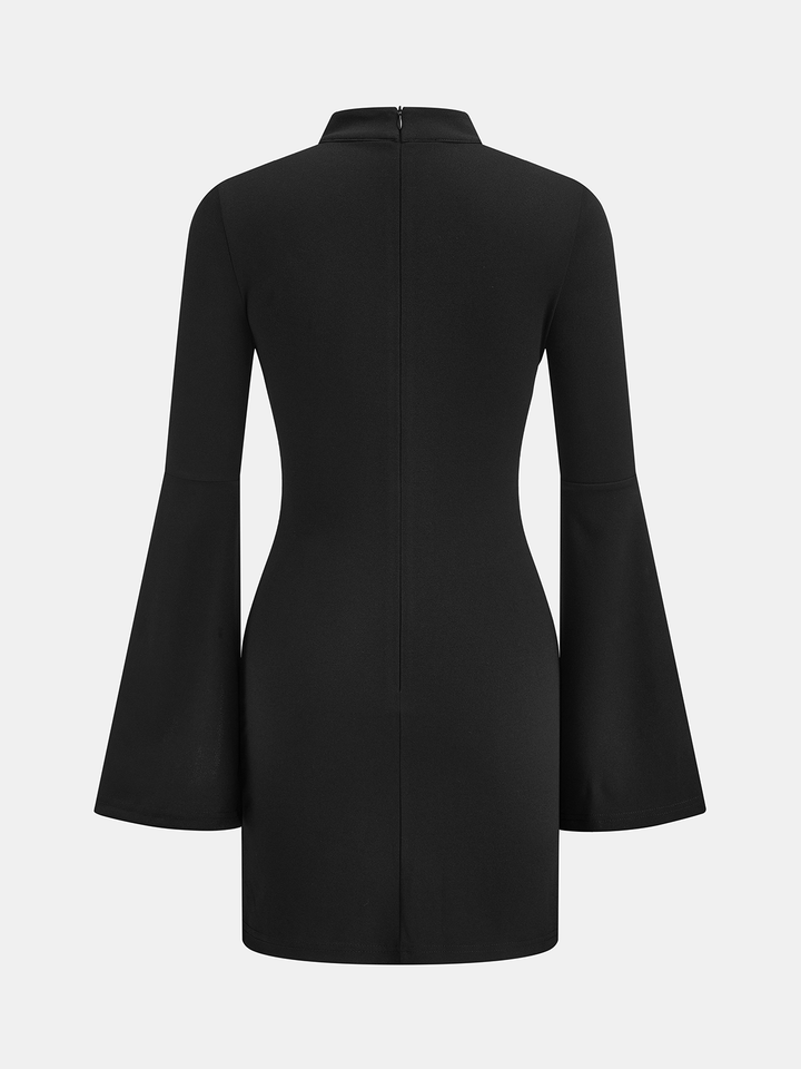 High Neck Split Sleeve Mini Dress