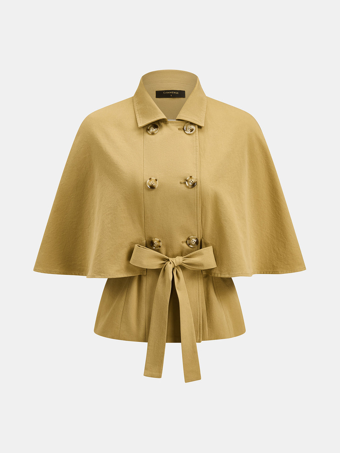 Layered Cape‑Design Tie‑Waist Trench Coat