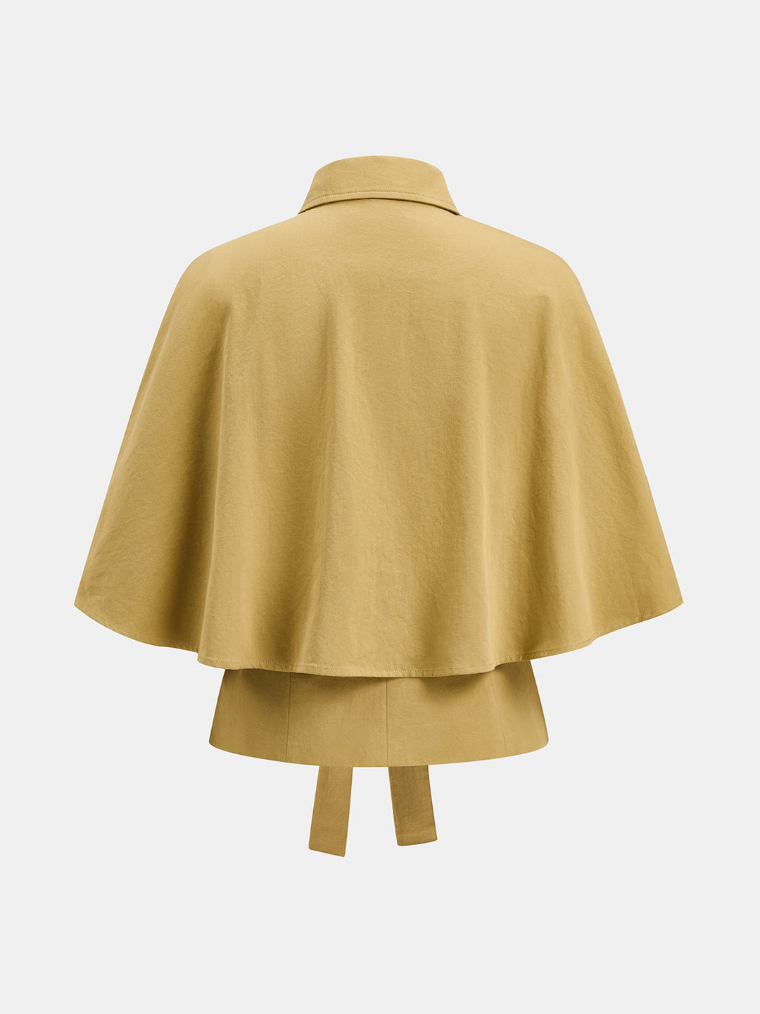 Layered Cape‑Design Tie‑Waist Trench Coat