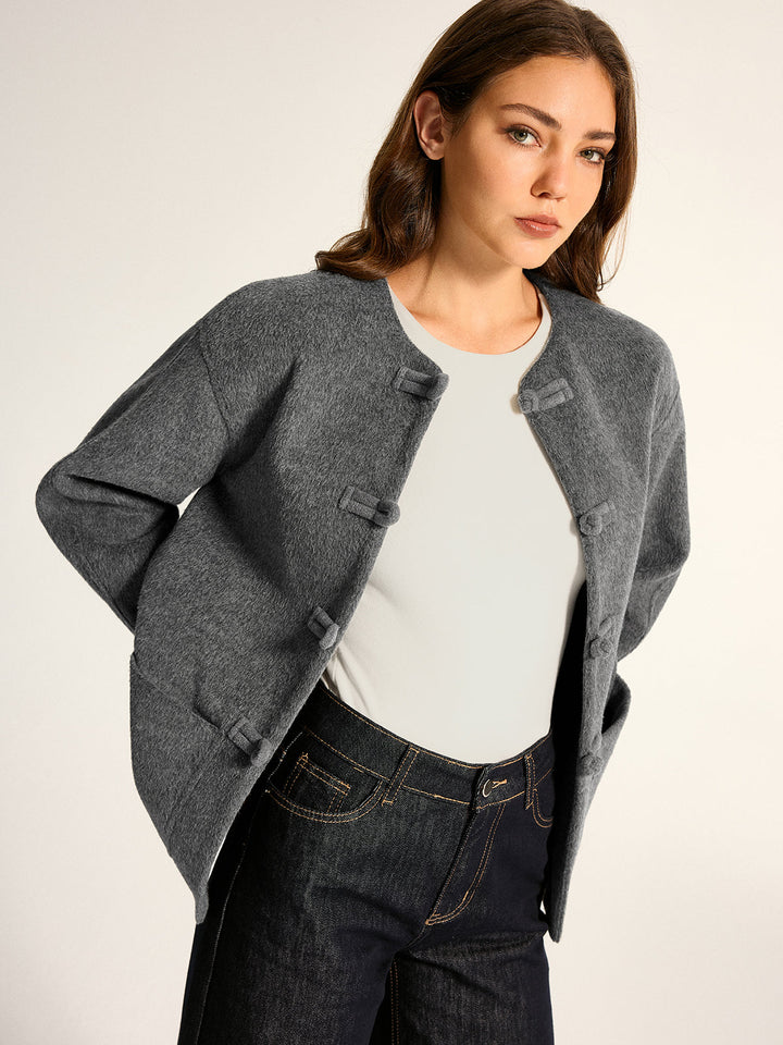 Frog Button Wool Blend Coat