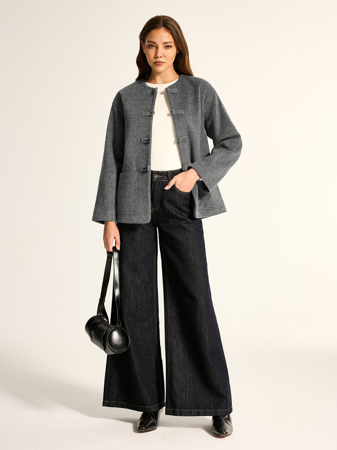 Frog Button Wool Blend Coat