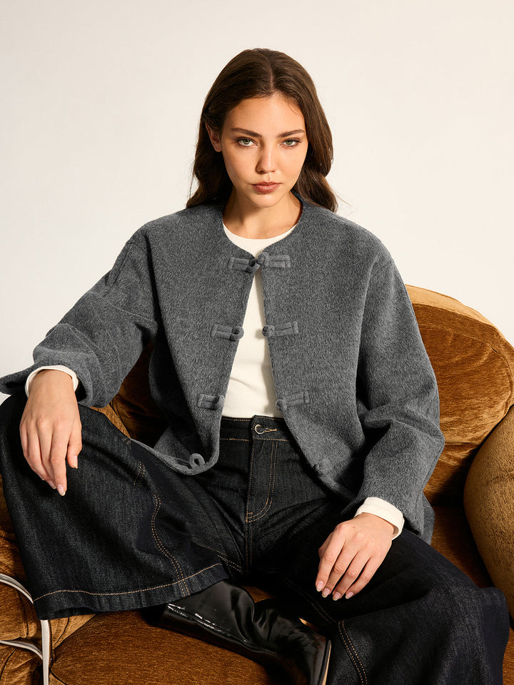 Frog Button Wool Blend Coat