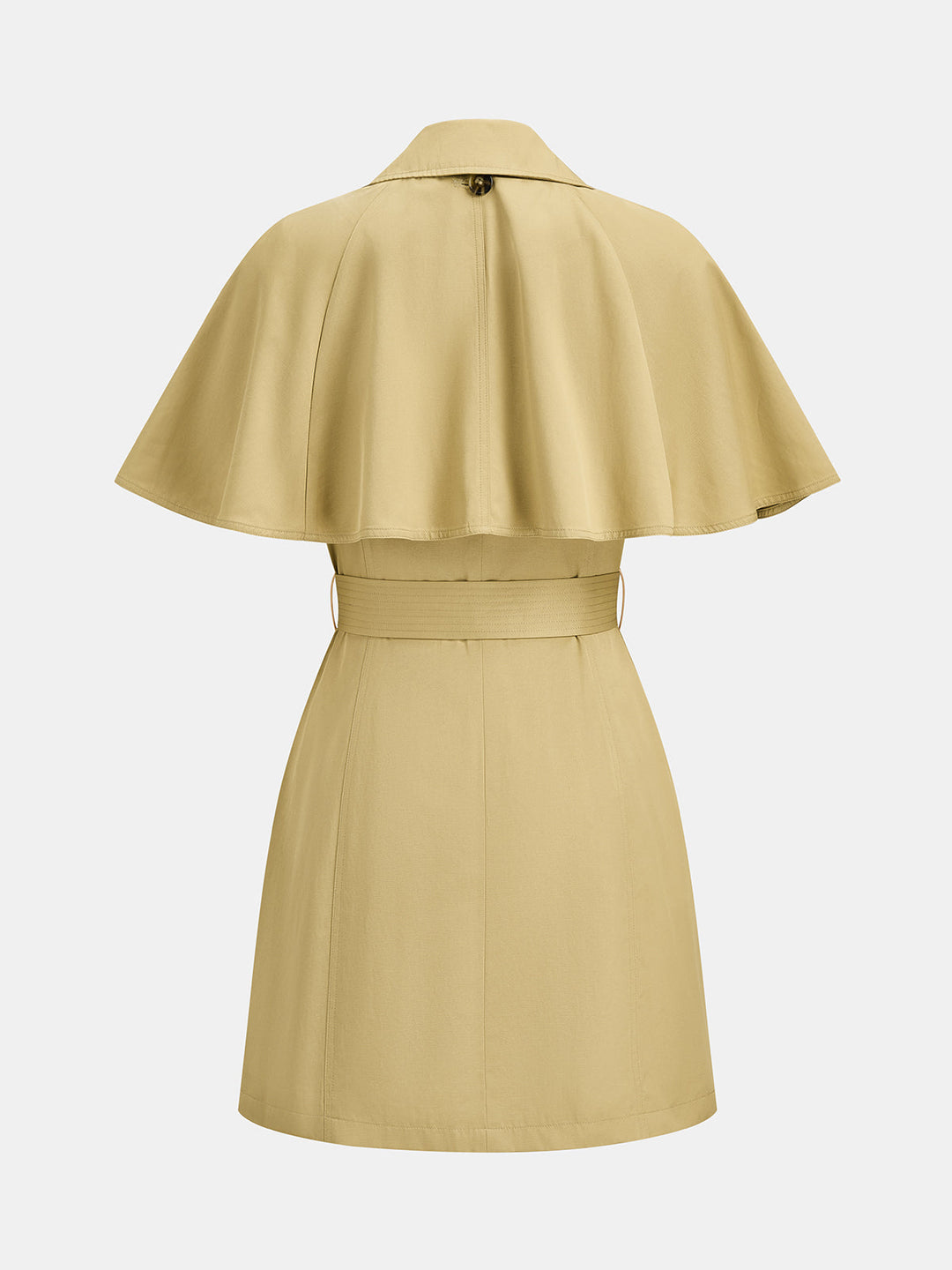 Detachable Cape Belted Trench Dress