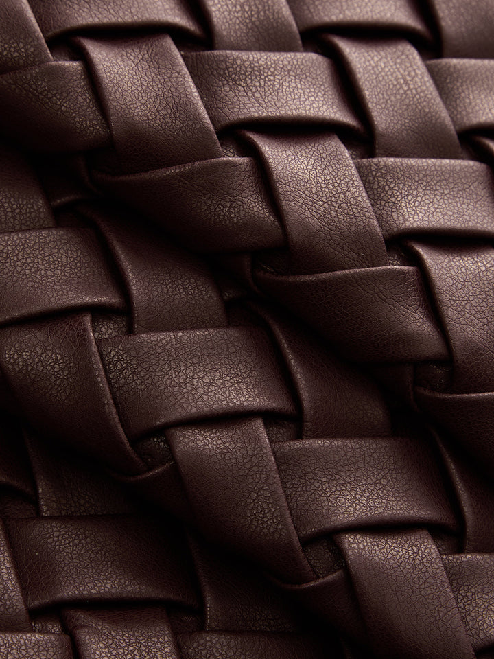 Woven Faux Leather Wrap Buckle Mini Skirt