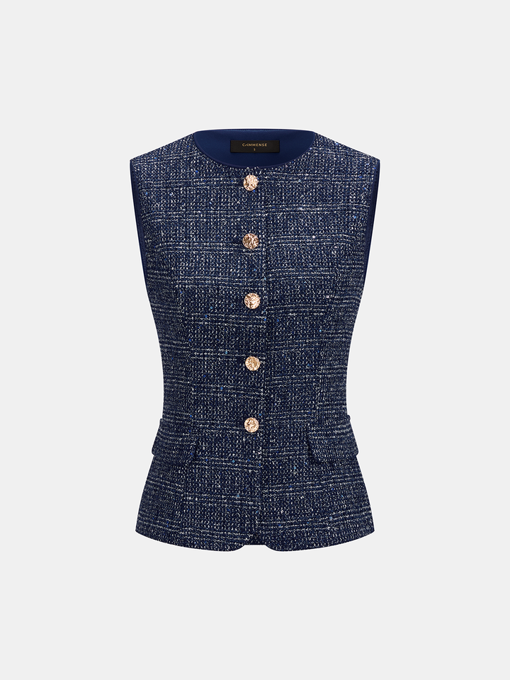 Wool Blend Tweed Two‑Piece Pants Set