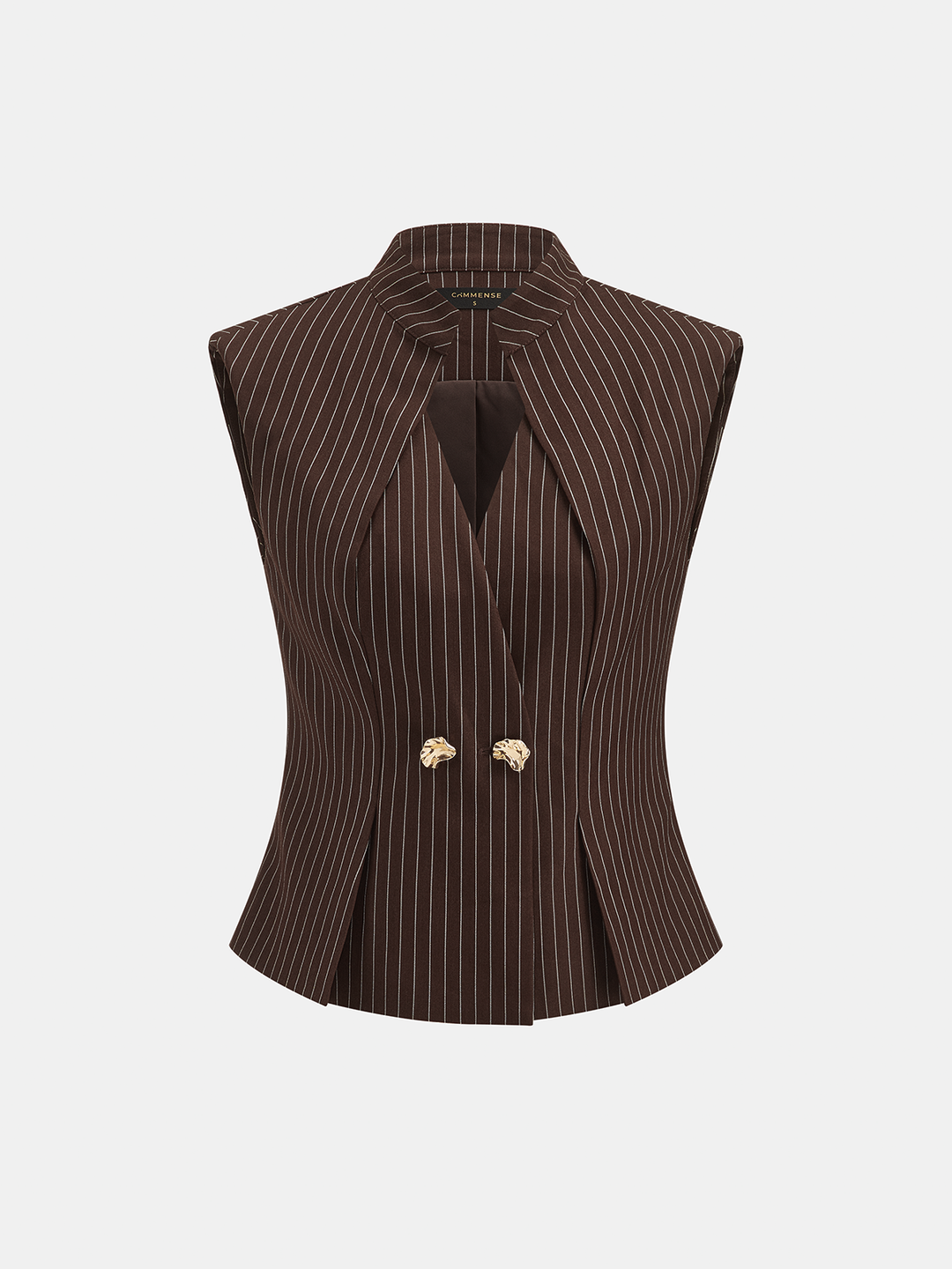Metal Button Pinstripe Sleeveless Vest