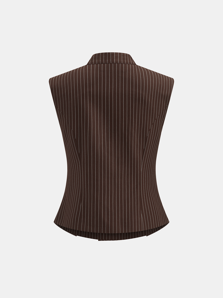 Metal Button Pinstripe Sleeveless Vest