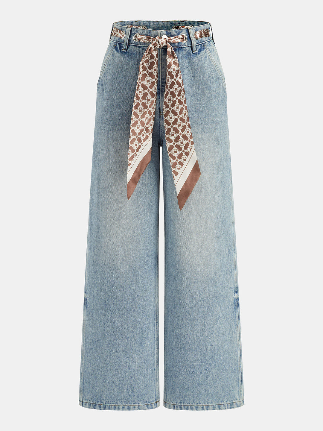 Scarf Tie Straight Leg Jeans
