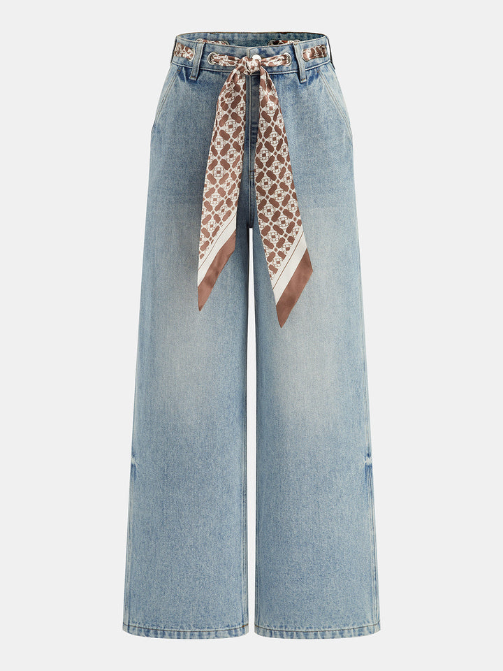 Scarf Tie Straight Leg Jeans