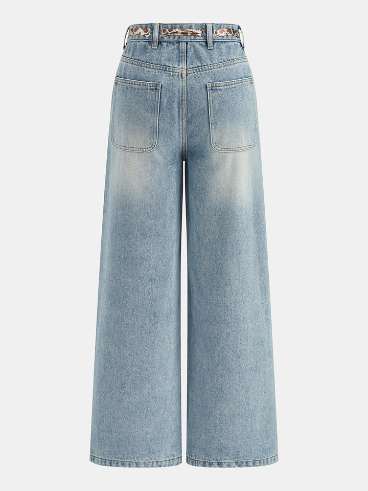 Scarf Tie Straight Leg Jeans
