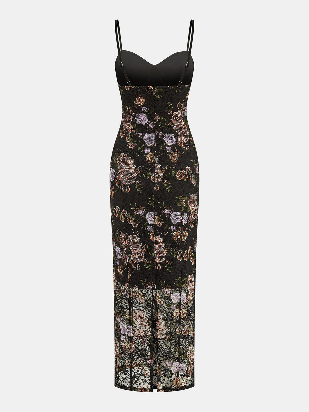 Floral Lace Sweetheart Neck Maxi Dress