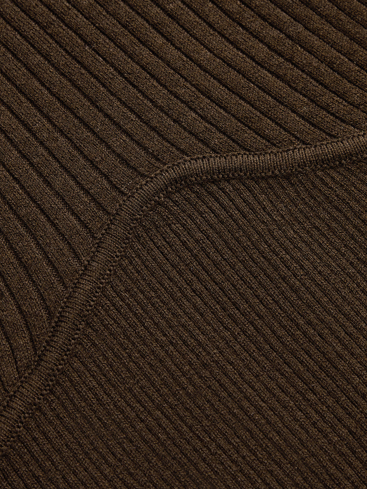 Wool Blend Ribbed Fitted Knit Top