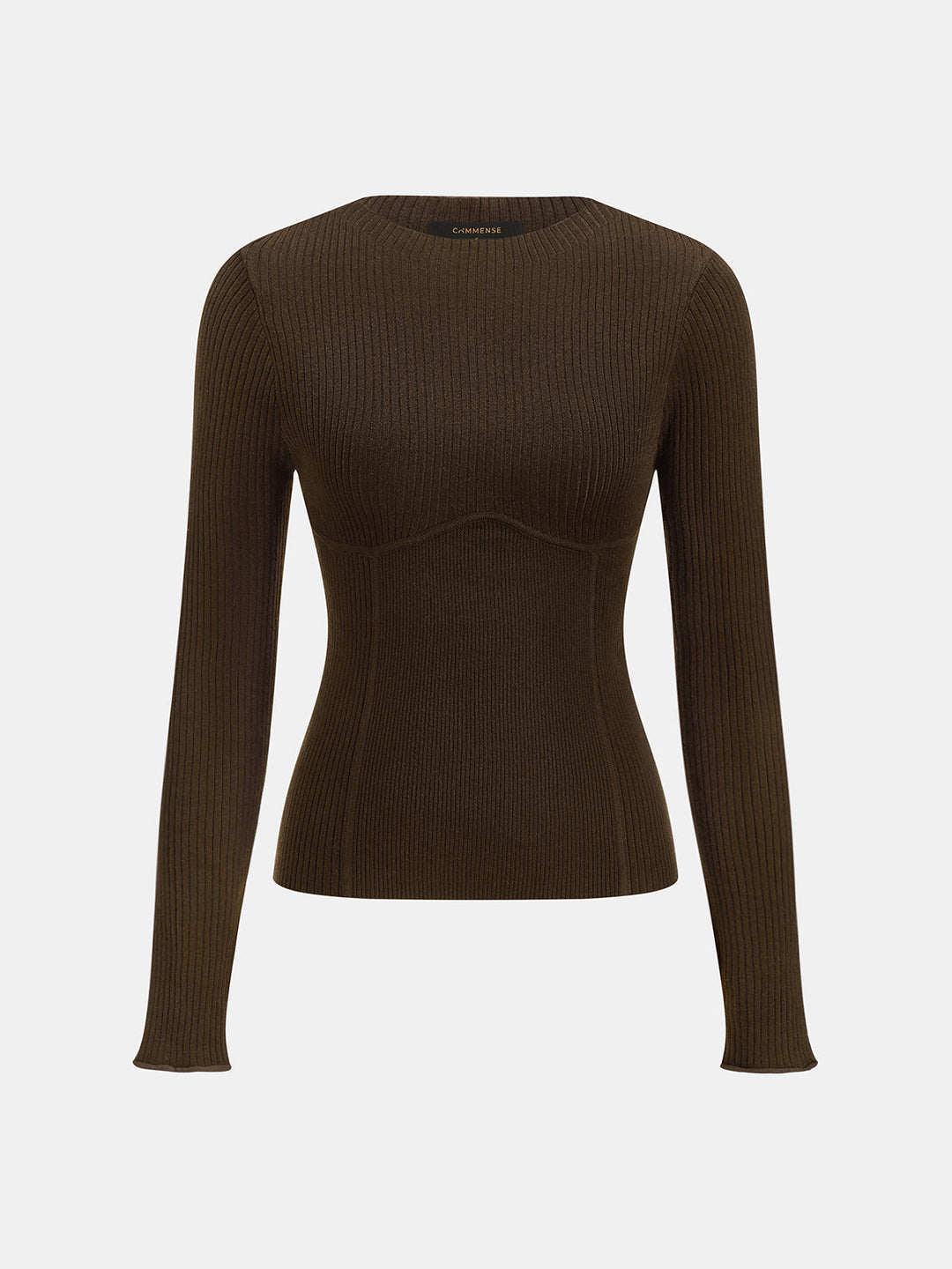 Wool Blend Ribbed Fitted Knit Top