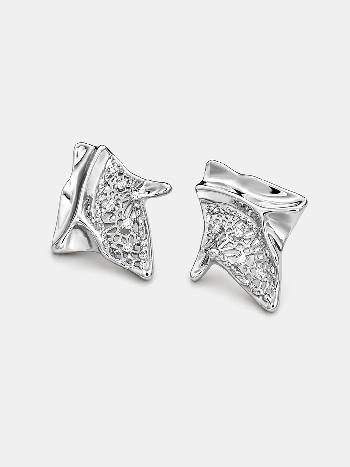 Irregular Filigree Diamond Stud Earrings