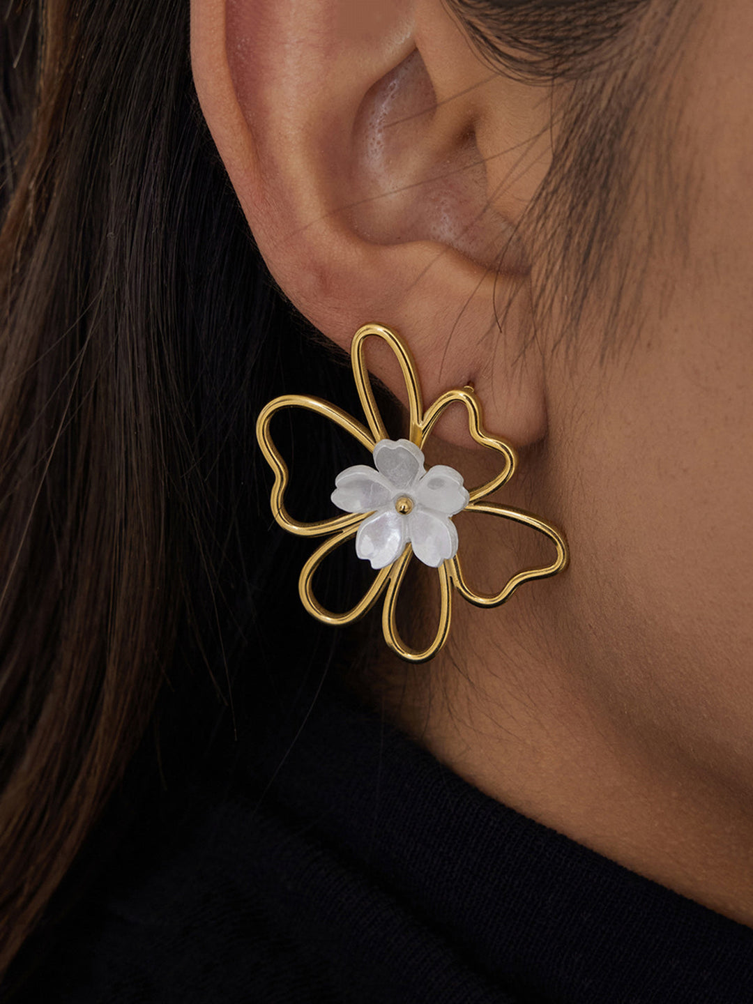 Hollow Floral Statement Earrings