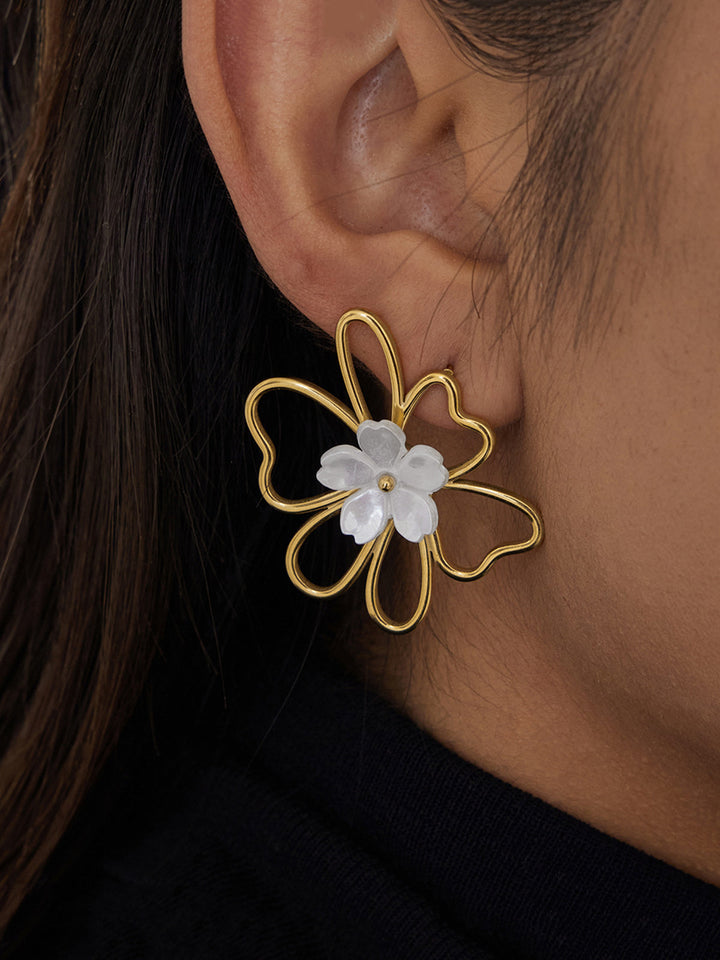 Hollow Floral Statement Earrings
