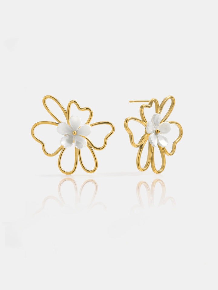 Hollow Floral Statement Earrings