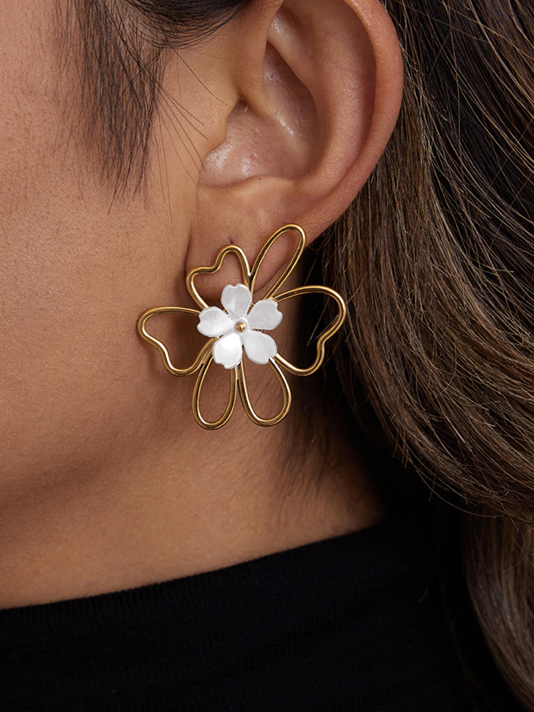 Hollow Floral Statement Earrings