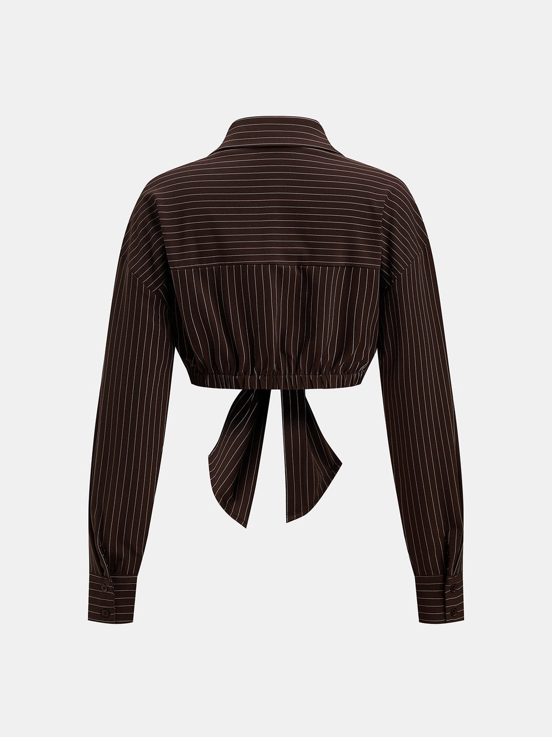 Cropped Knot Detail Pinstripe Two‑Piece Outfit