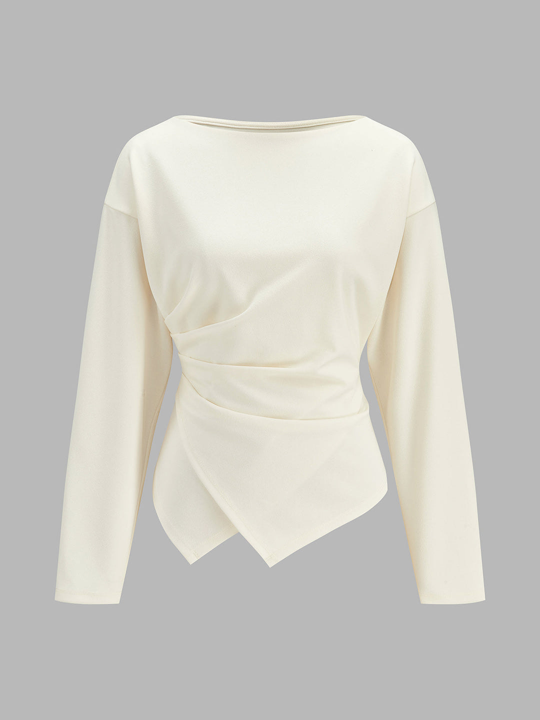 Wrap Asymmetric Hem Long Sleeve Top