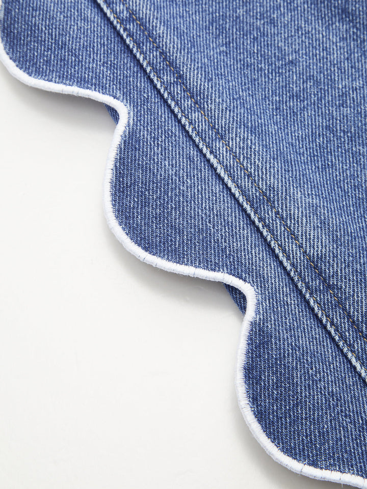 Scallop Side Wide Leg Jeans