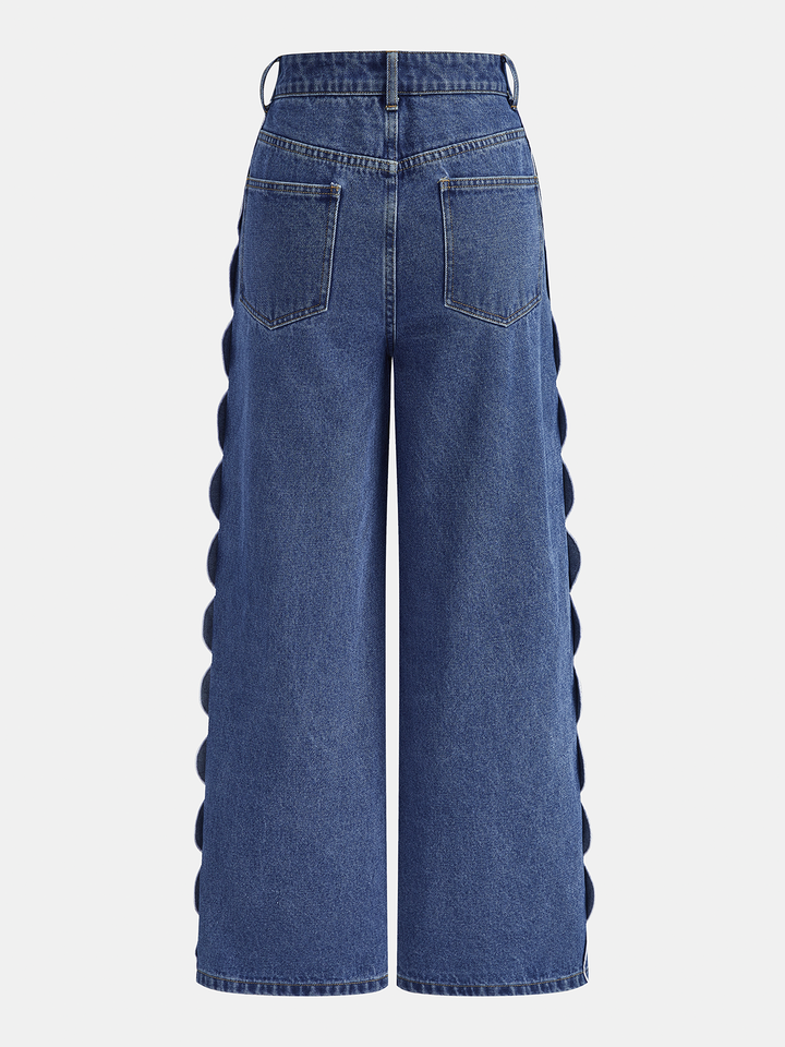 Scallop Side Wide Leg Jeans