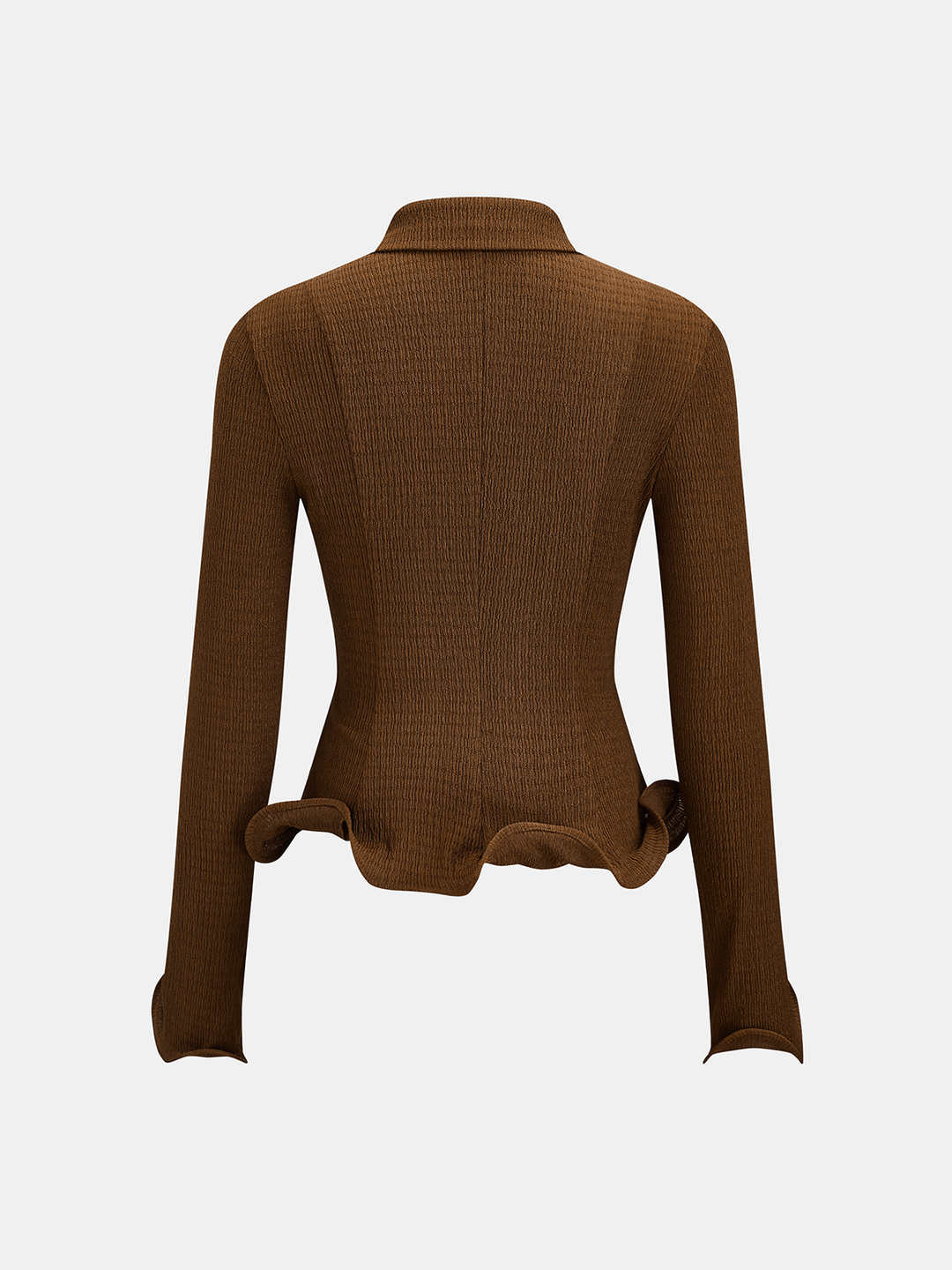 Textured Ruffle Hem Fitted Shirt