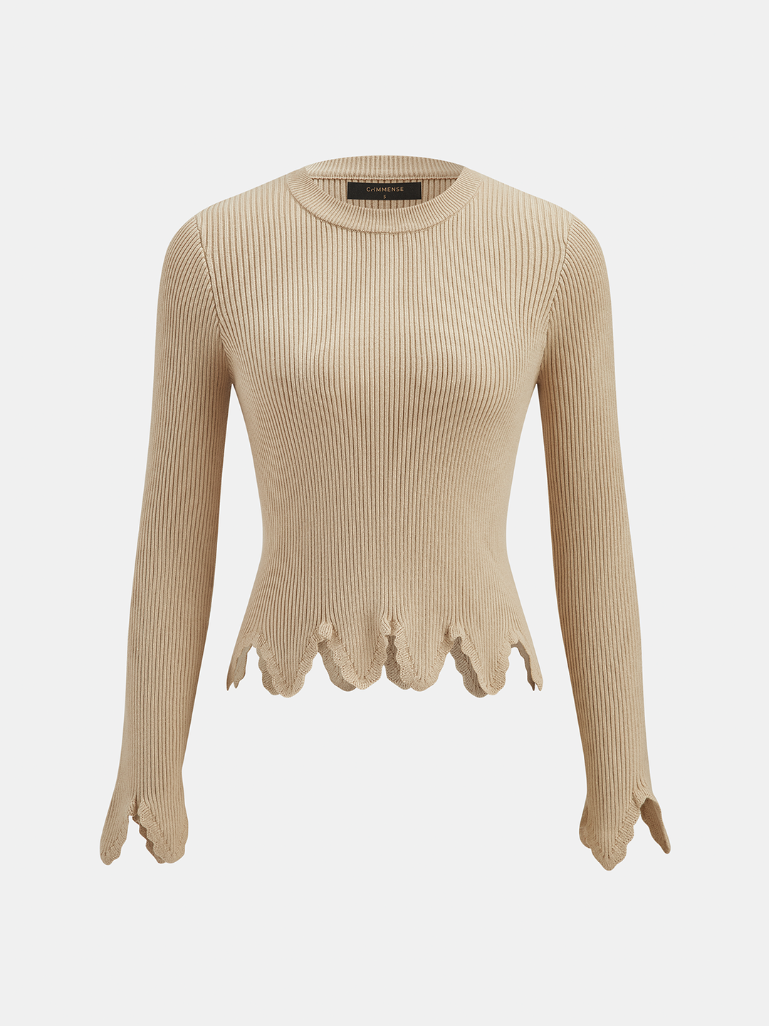 Scallop Hem Ribbed Knit Top