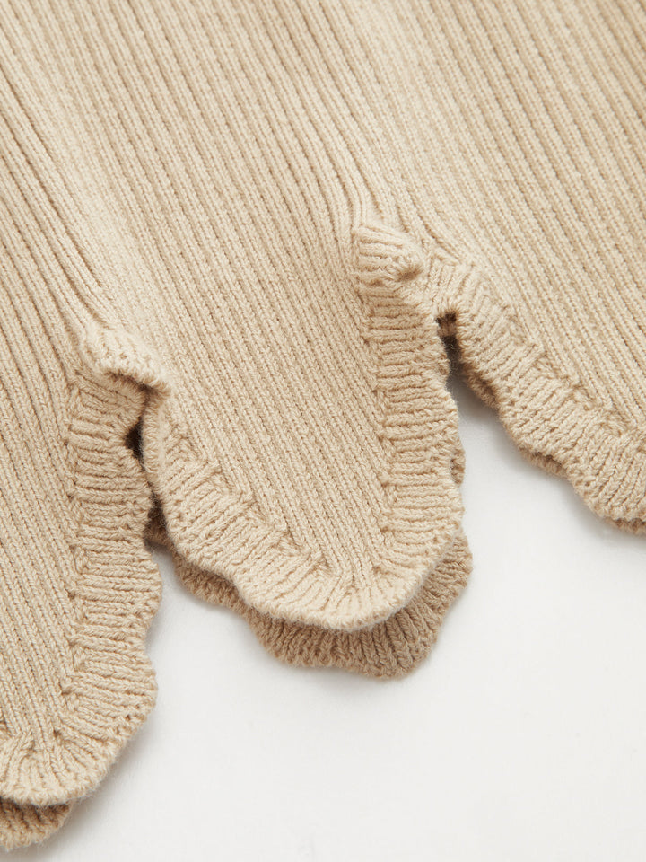 Scallop Hem Ribbed Knit Top