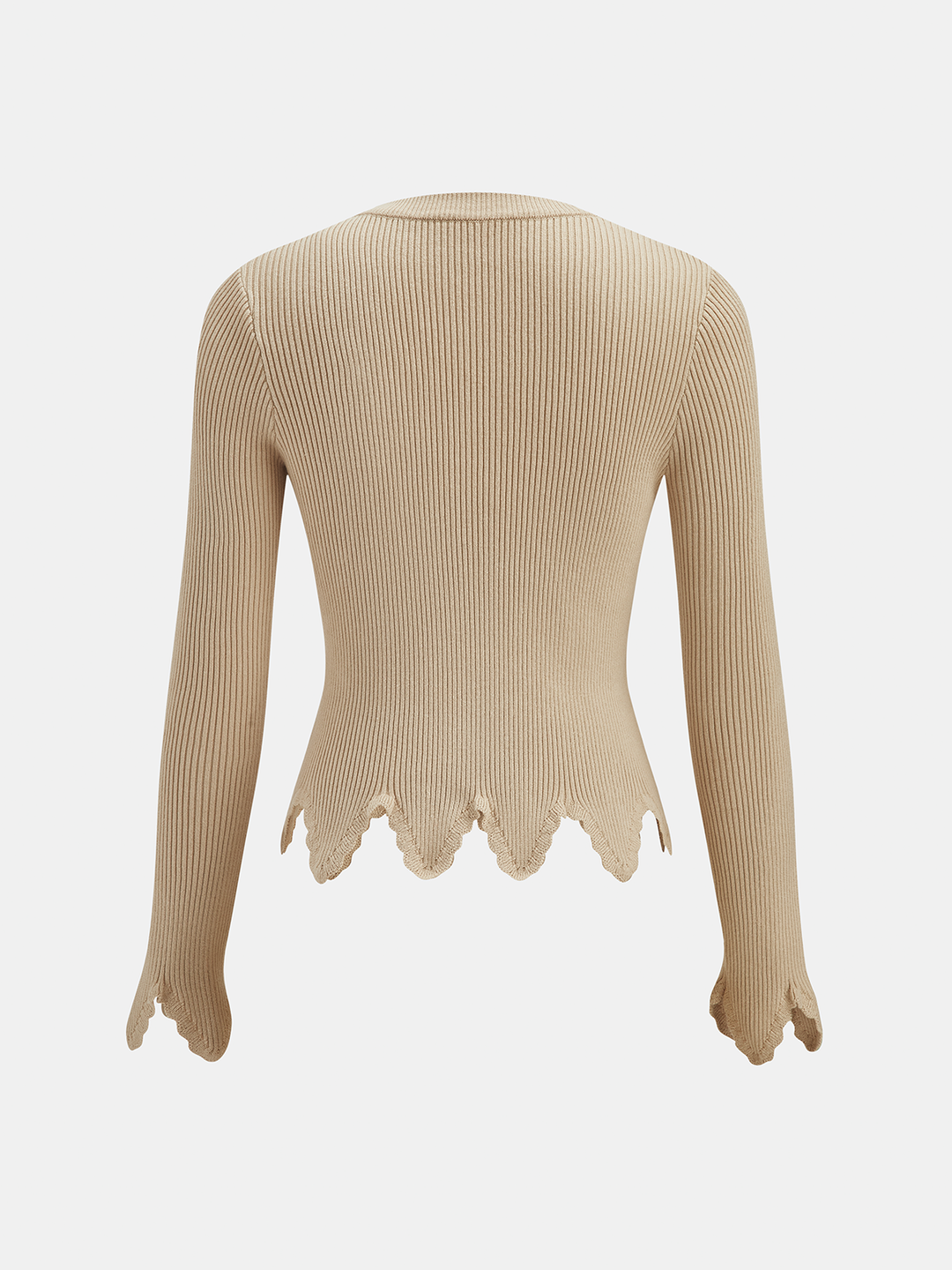 Scallop Hem Ribbed Knit Top
