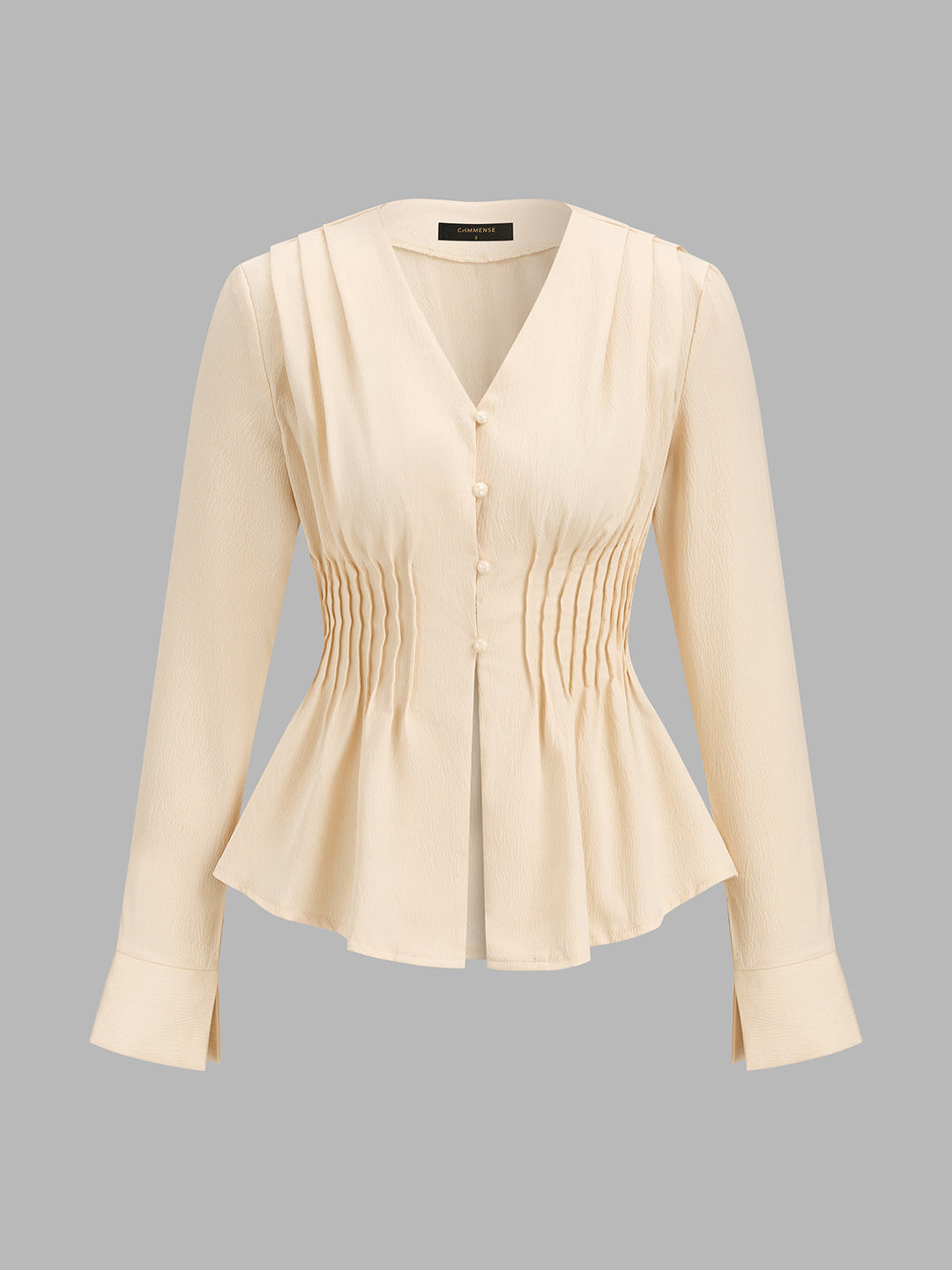 V‑Neck Smocked Peplum Blouse