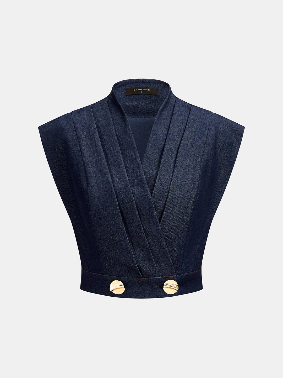 Pleated Faux Denim Two‑Piece Outfit