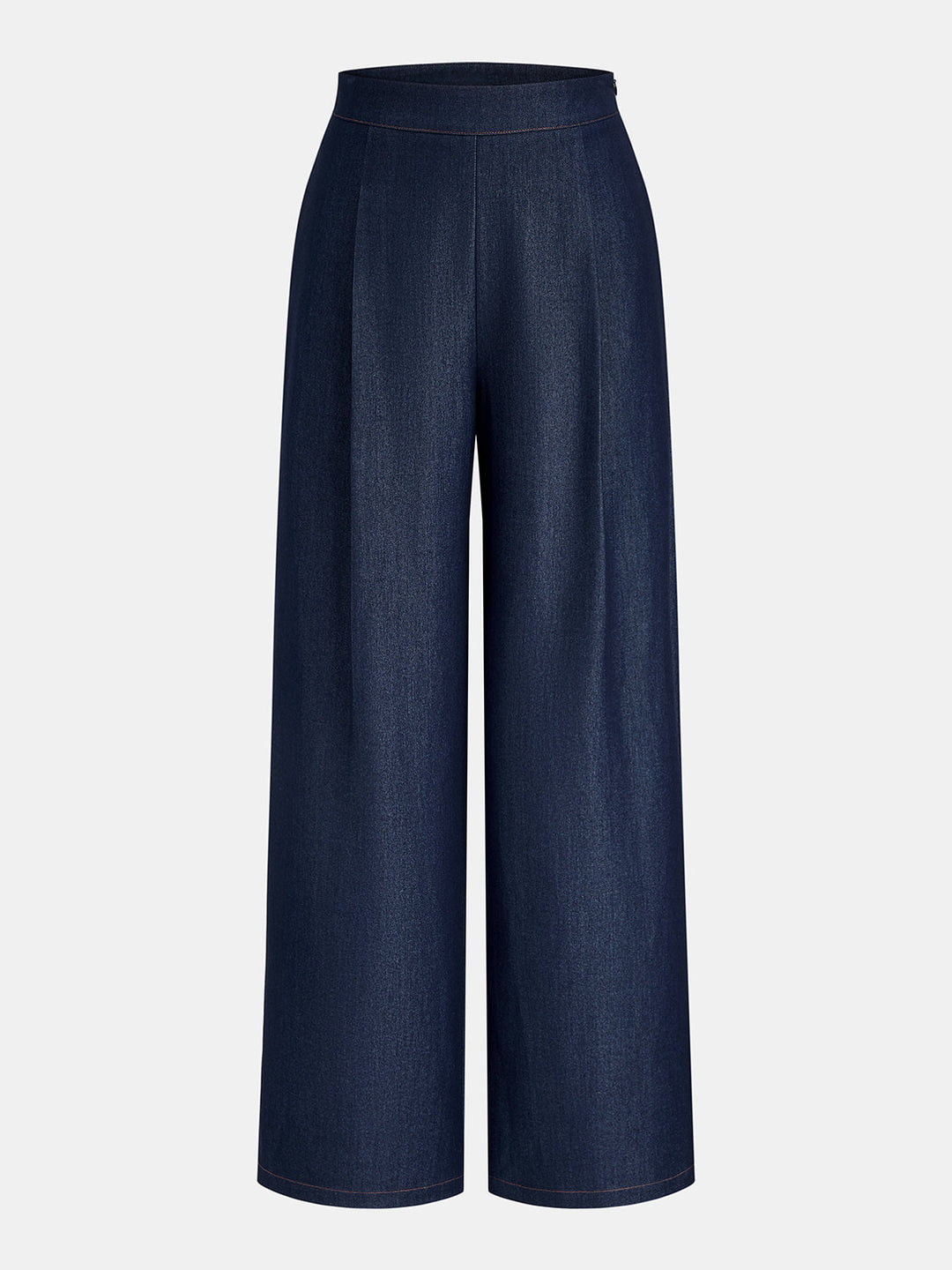 Pleated Faux Denim Two‑Piece Outfit
