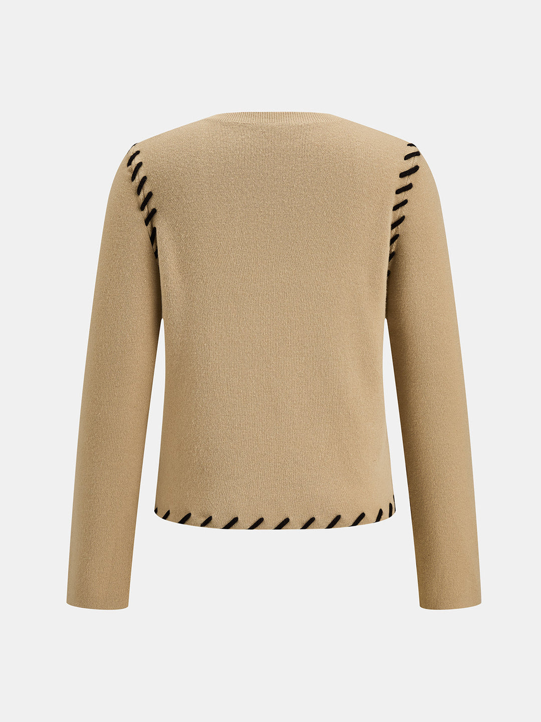 Contrast Stitch Button‑Front Cardigan