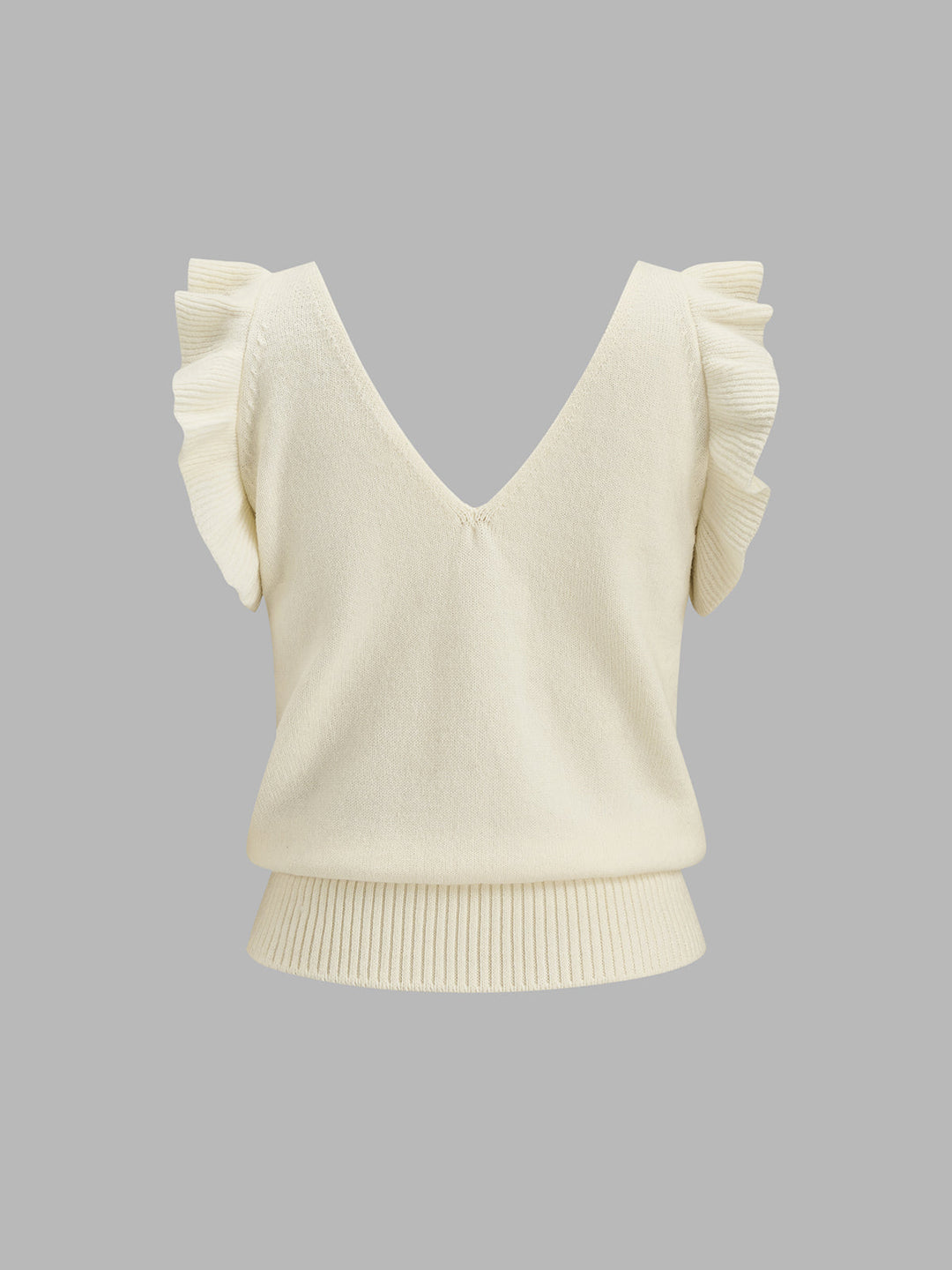 Ruffle Sleeve Wool Blend Tank Top