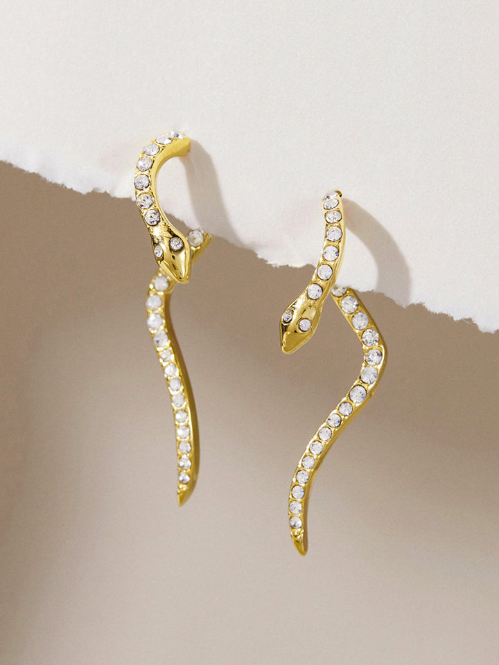 Snake Shape Crystal Drop Earrings