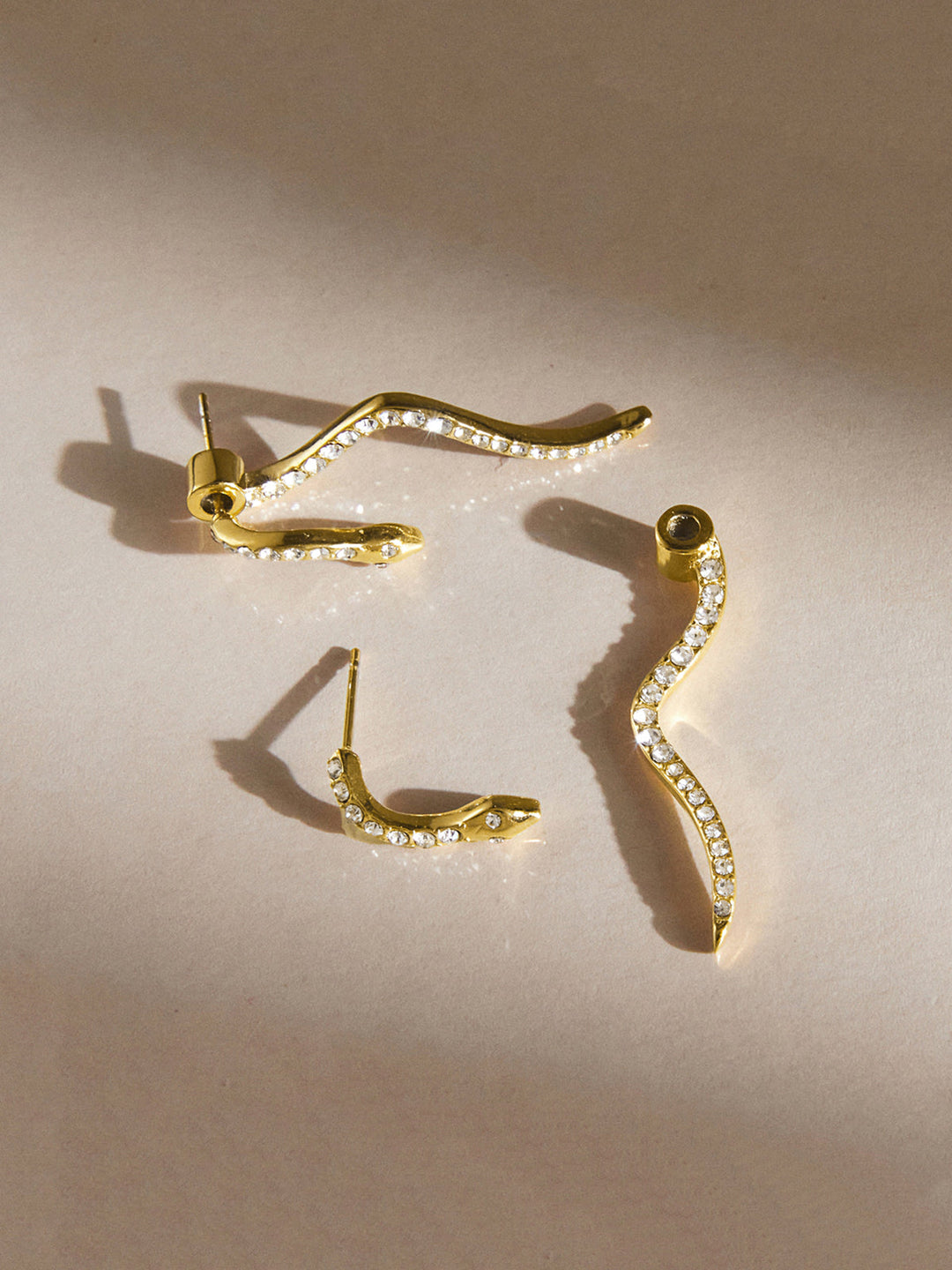 Snake Shape Crystal Drop Earrings