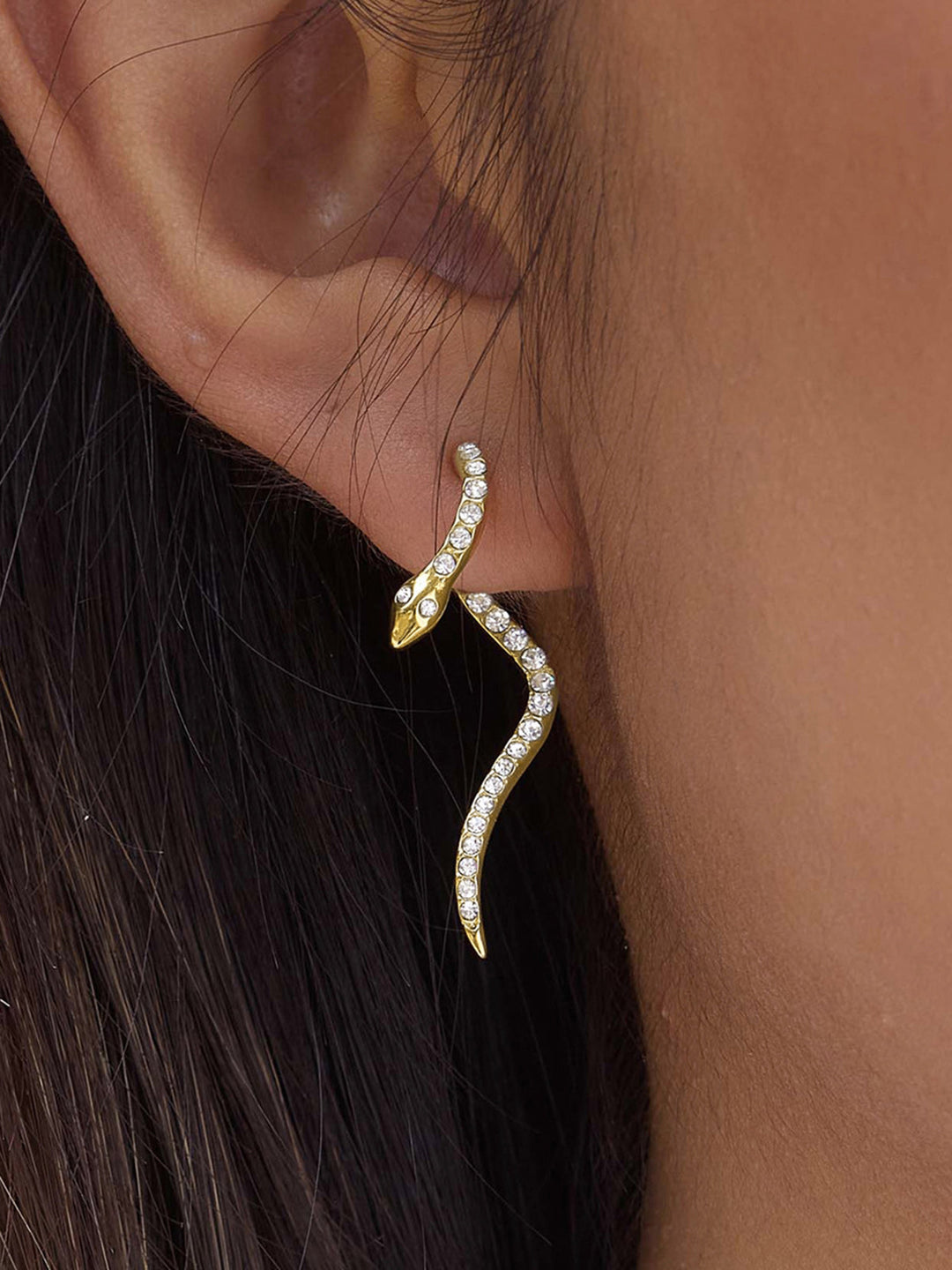 Snake Shape Crystal Drop Earrings