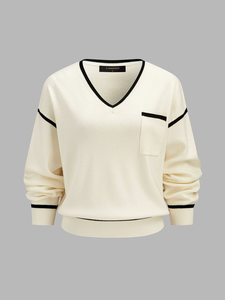Contrast Trim Wool Blend Knit Co‑ord Set