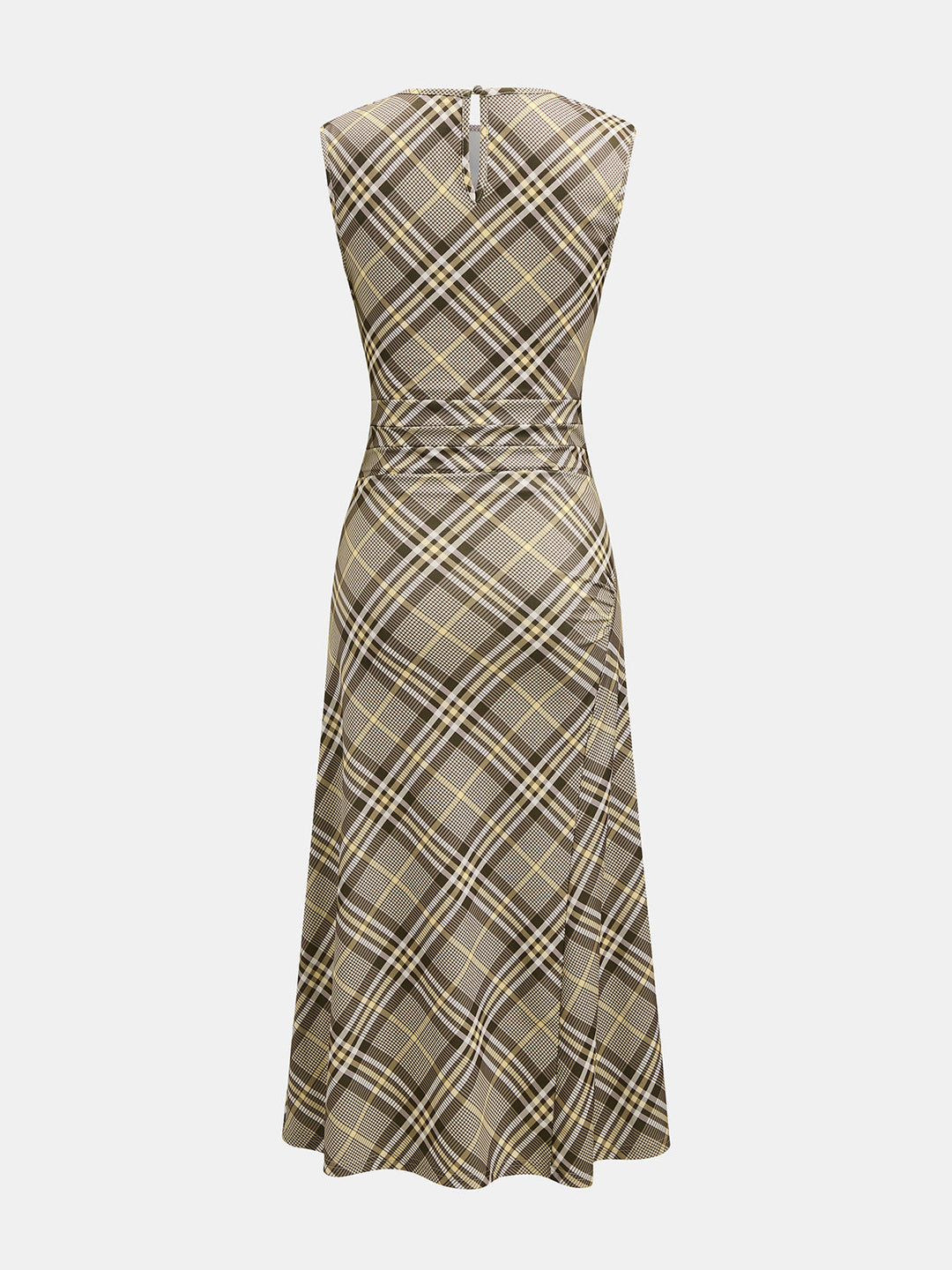 Cowl Neck Plaid Sleeveless Maxi Dress