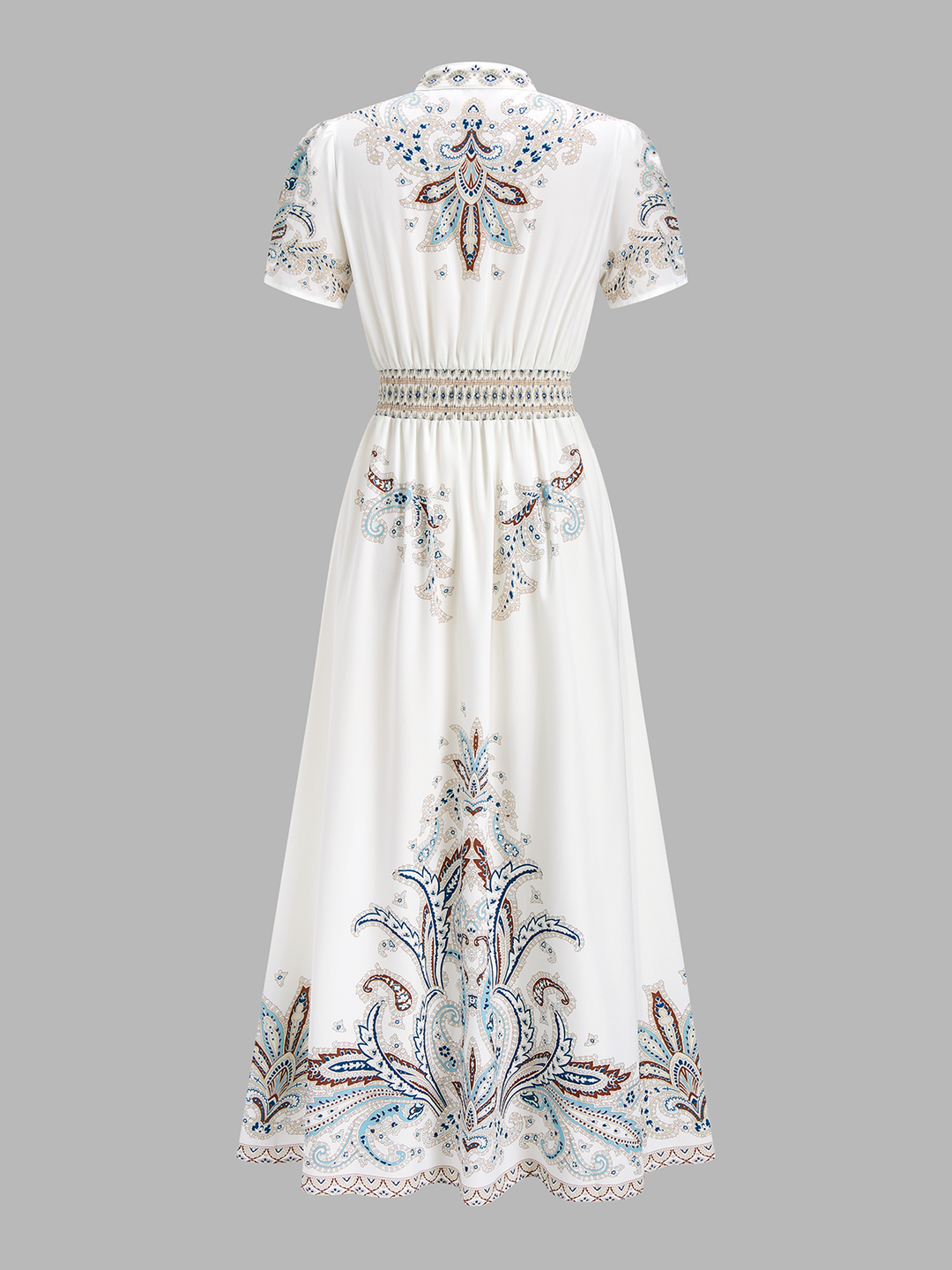 Paisley Printed Short Sleeve Maxi Dress