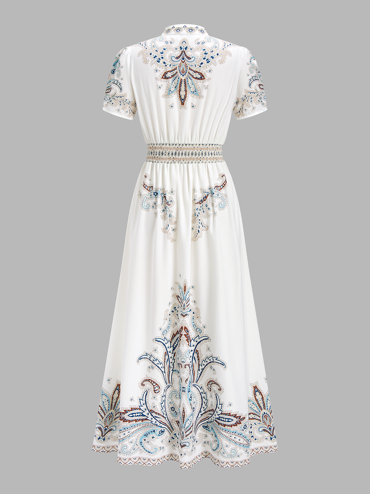Paisley Printed Short Sleeve Maxi Dress