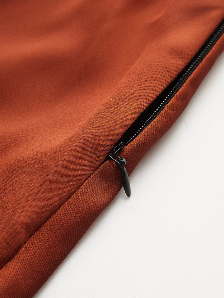 Asymmetric Layered Satin Maxi Skirt