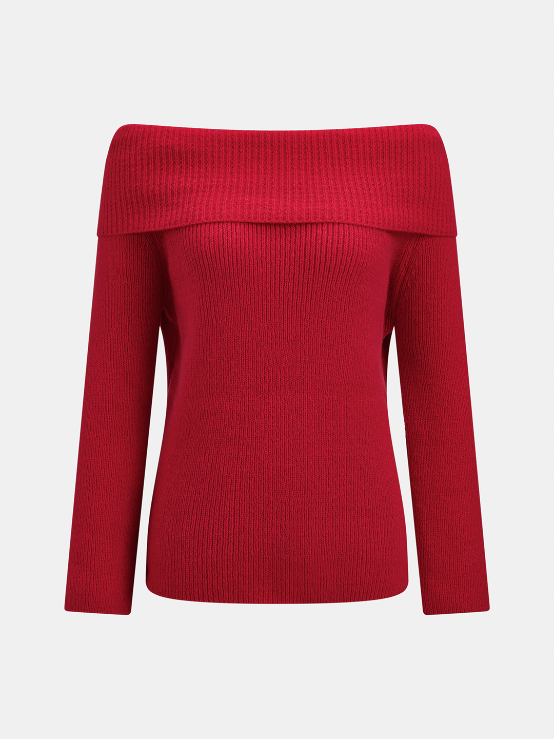Fold‑Over Off‑Shoulder Long Sleeve Sweater